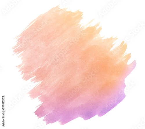 Multicolored watercolor stains in pastel colors with natural stains on a paper basis. Isolated frame for design hand-drawn by brush. Abstract unique background.