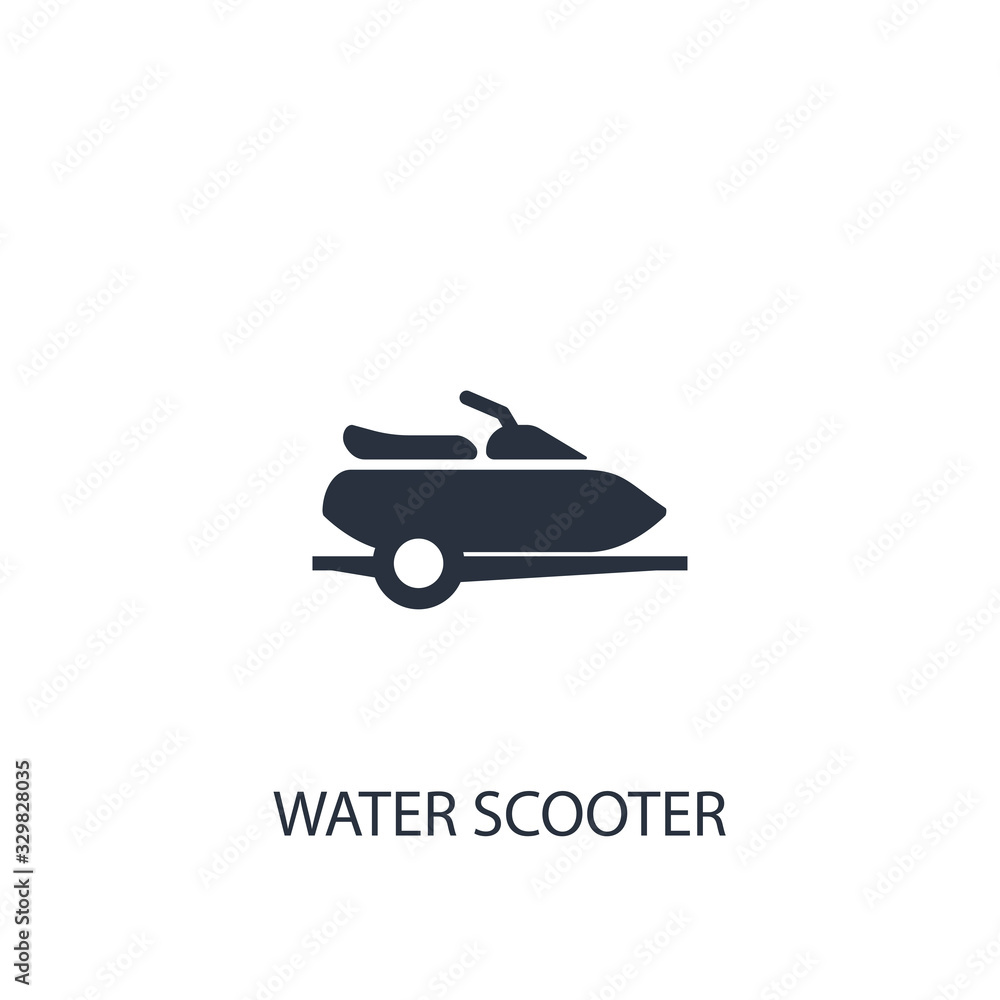 Water scooter transport concept jet ski icon. Simple one colored travel element illustration.