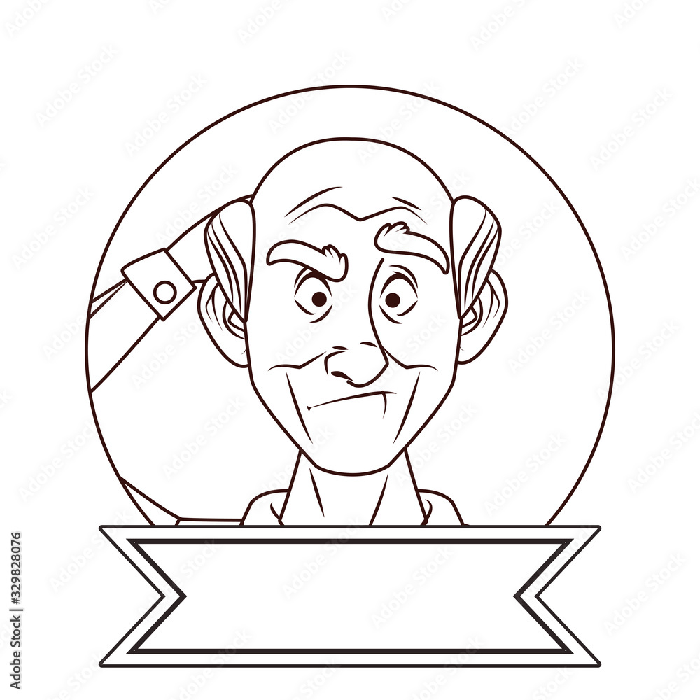 old grandfather character with ribbon frame old grandfather character with ribbon frame