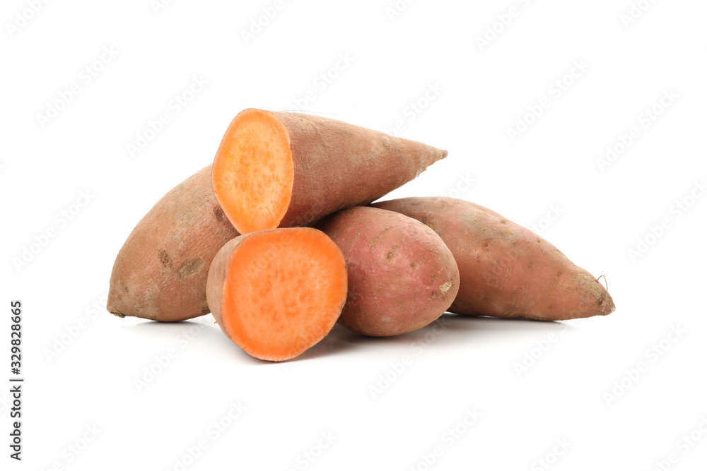 Heap of sweet potato isolated on white background