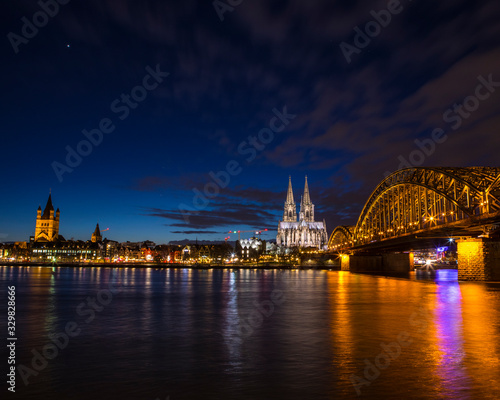 Planet Venus over the City of Cologne in Germany