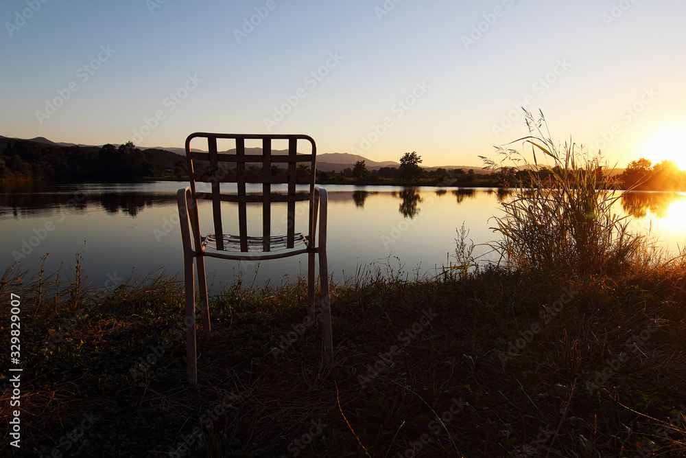 Sunset scene on lake