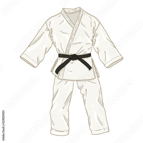 White Karate Kimono. Vector Cartoon Gi Illustration.