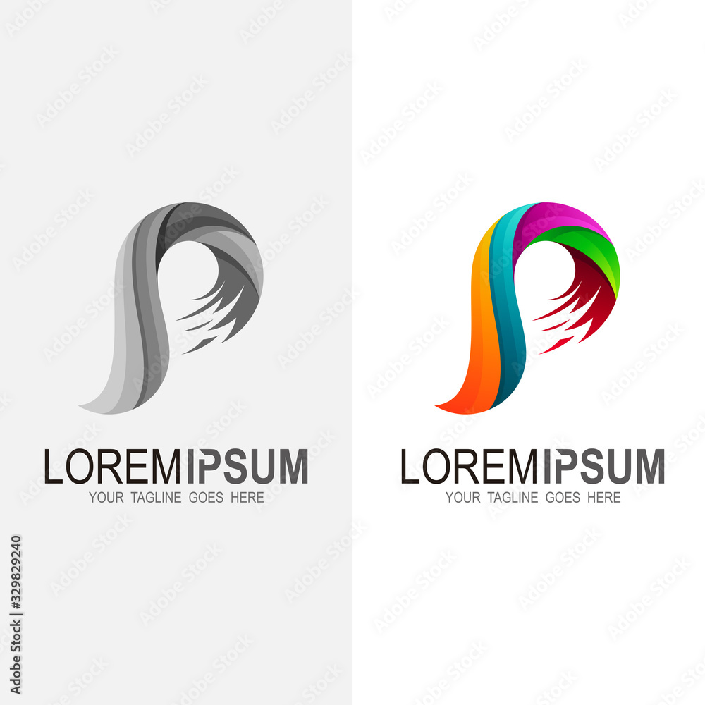 Naklejka premium P logo with colorful design template, Letter p icon 3d, Finance