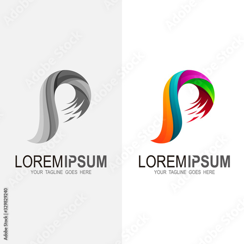 P logo with colorful design template, Letter p icon 3d,  Finance