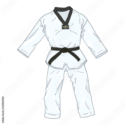 Vector Cartoon Taekwondo Kimono Illustration.