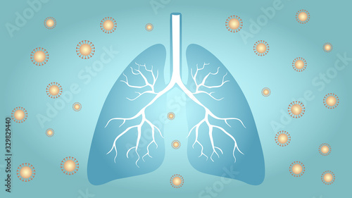 Corona virus surrounds human lungs
