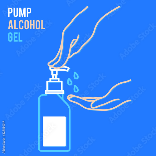 Pump alcohol gel Hand sanitizer Alcohol-based hand rub. Rubbing alcohol. Wall mounted soap dispenser. Wall hanging hand wash container. Protection from germs such as coronavirus (Covid-19) icon design