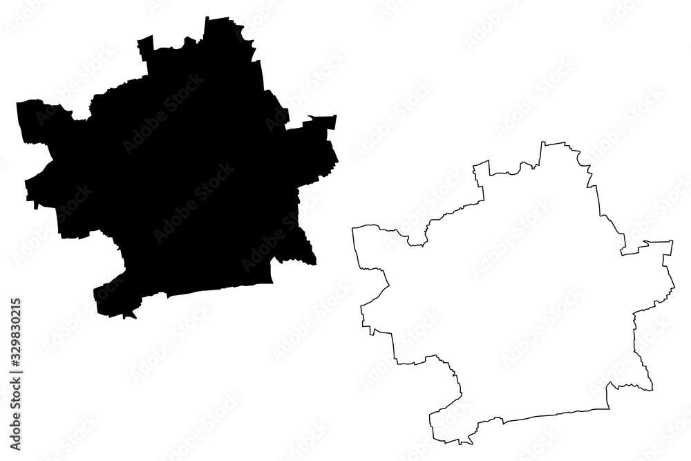 Erfurt City (Federal Republic of Germany, Thuringia) map vector illustration, scribble sketch City of Erfurt map