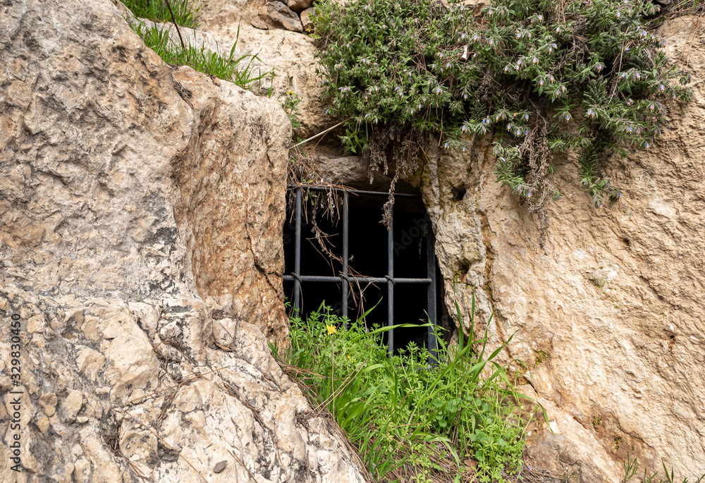 Ritual cave for burial in the Gey Ben Hinnom Park - called in the Holy Books as the Blazing Inferno in Jerusalem city in Israel