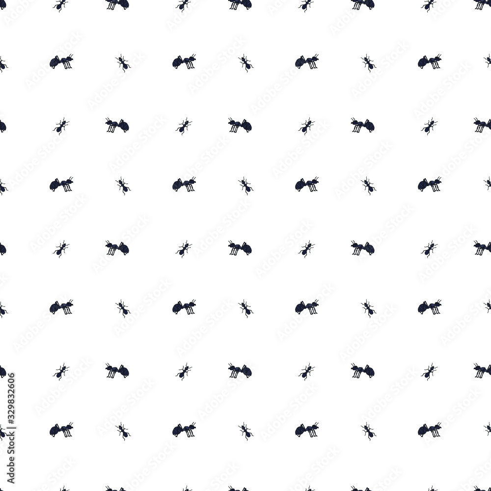 Fototapeta premium Insects linear pattern - vector seamless texture or background with bugs and beetles in thin line style