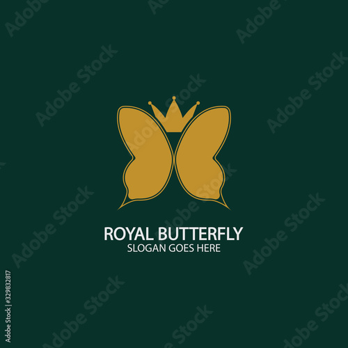 Golden Butterfly logo. Royal butterfly logotype