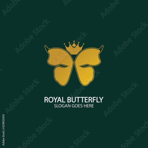 Golden Butterfly logo. Royal butterfly logotype