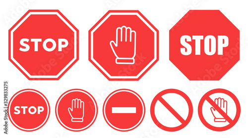 Stop set vector sign with hand