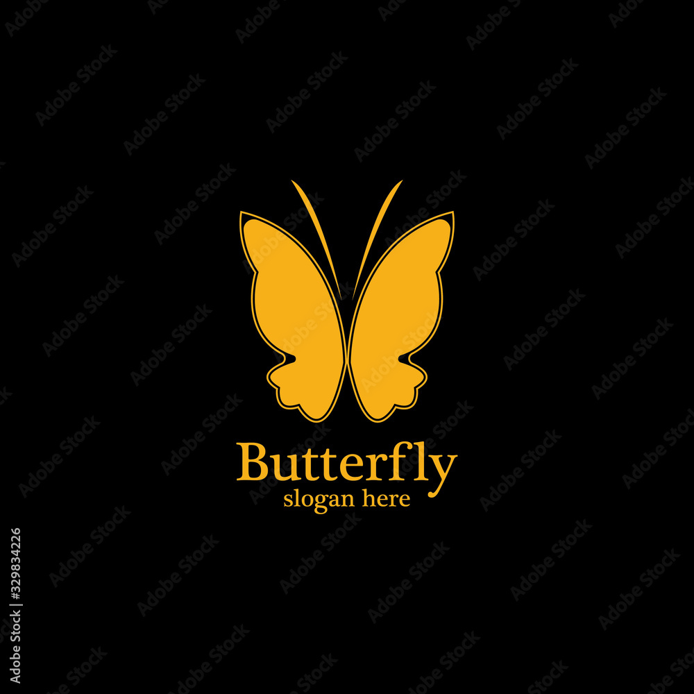 Golden butterfly on black background.logo template for beauty salon,spa salon,etc. Golden butterfly on black background.logo template for beauty salon,spa salon,etc.