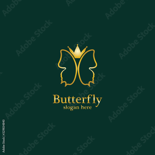 Golden Butterfly logo. Royal butterfly logotype