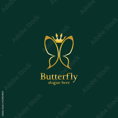 Golden Butterfly logo. Royal butterfly logotype