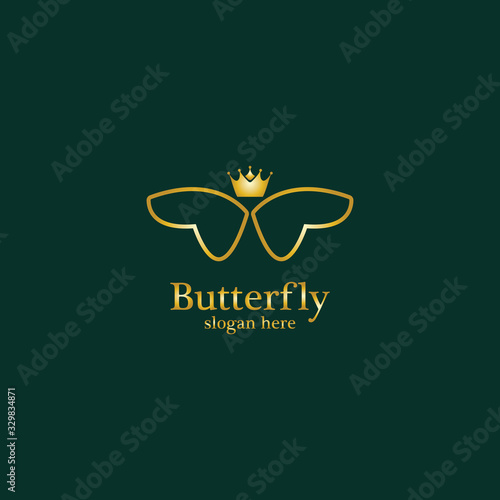 Golden Butterfly logo. Royal butterfly logotype