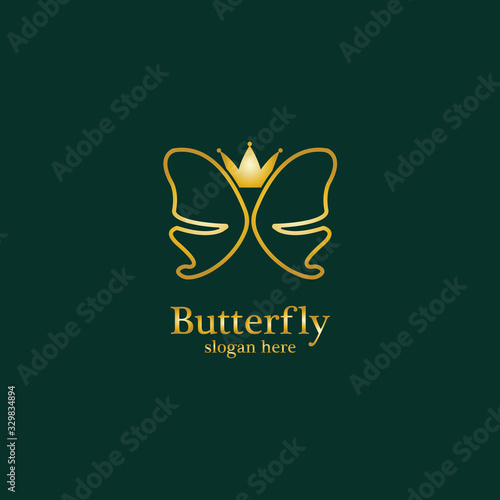 Golden Butterfly logo. Royal butterfly logotype