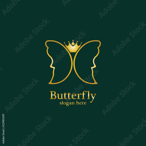 Golden Butterfly logo. Royal butterfly logotype