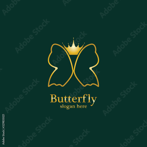 Golden Butterfly logo. Royal butterfly logotype