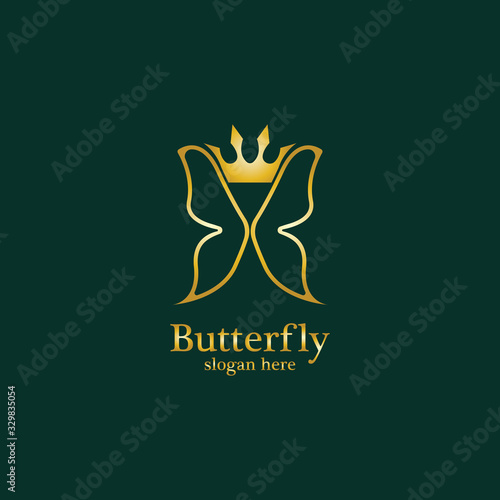 Golden Butterfly logo. Royal butterfly logotype