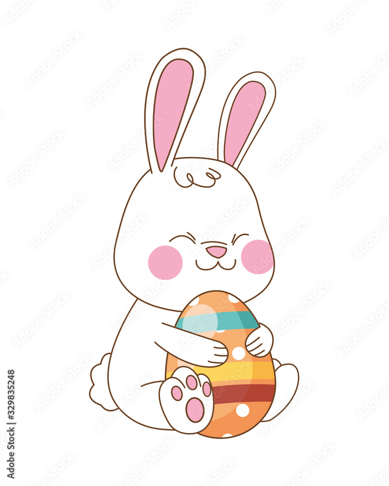 Obraz premium cute little rabbit and egg painted easter character