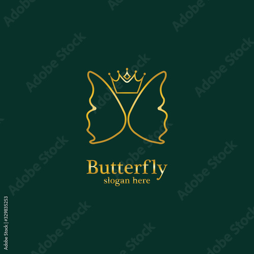 Golden Butterfly logo. Royal butterfly logotype