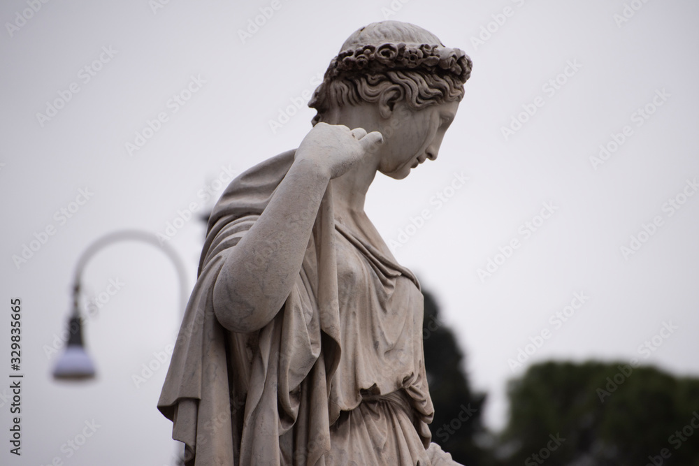 Allegory statue of spring, in Piazza del Popolo in Rome, Italy.