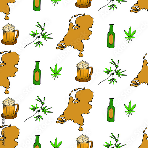 Nederland's icons seamless pattern. Sketch vector illustration, doodle elements, Isolated Nederland's national elements, Travel to Nederland's pattern for cards and web pages