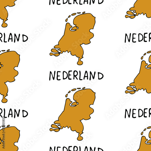 Nederland's icons seamless pattern. Sketch vector illustration, doodle elements, Isolated Nederland's national elements, Travel to Nederland's pattern for cards and web pages