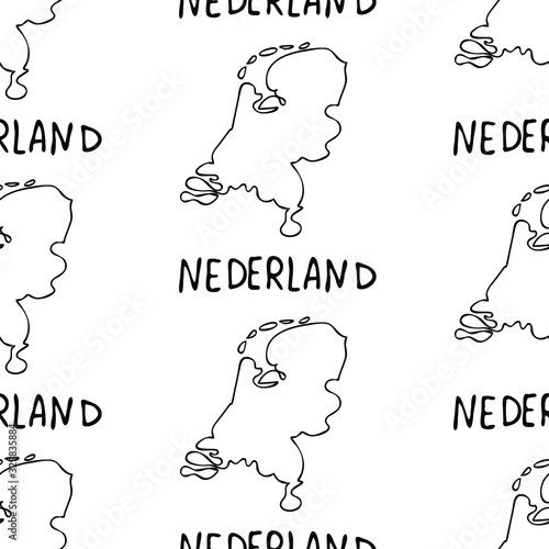 Nederland's icons seamless pattern. Sketch vector illustration, doodle elements, Isolated Nederland's national elements, Travel to Nederland's pattern for cards and web pages