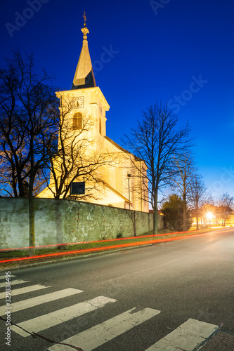 Old church in a village in Burgenland at night