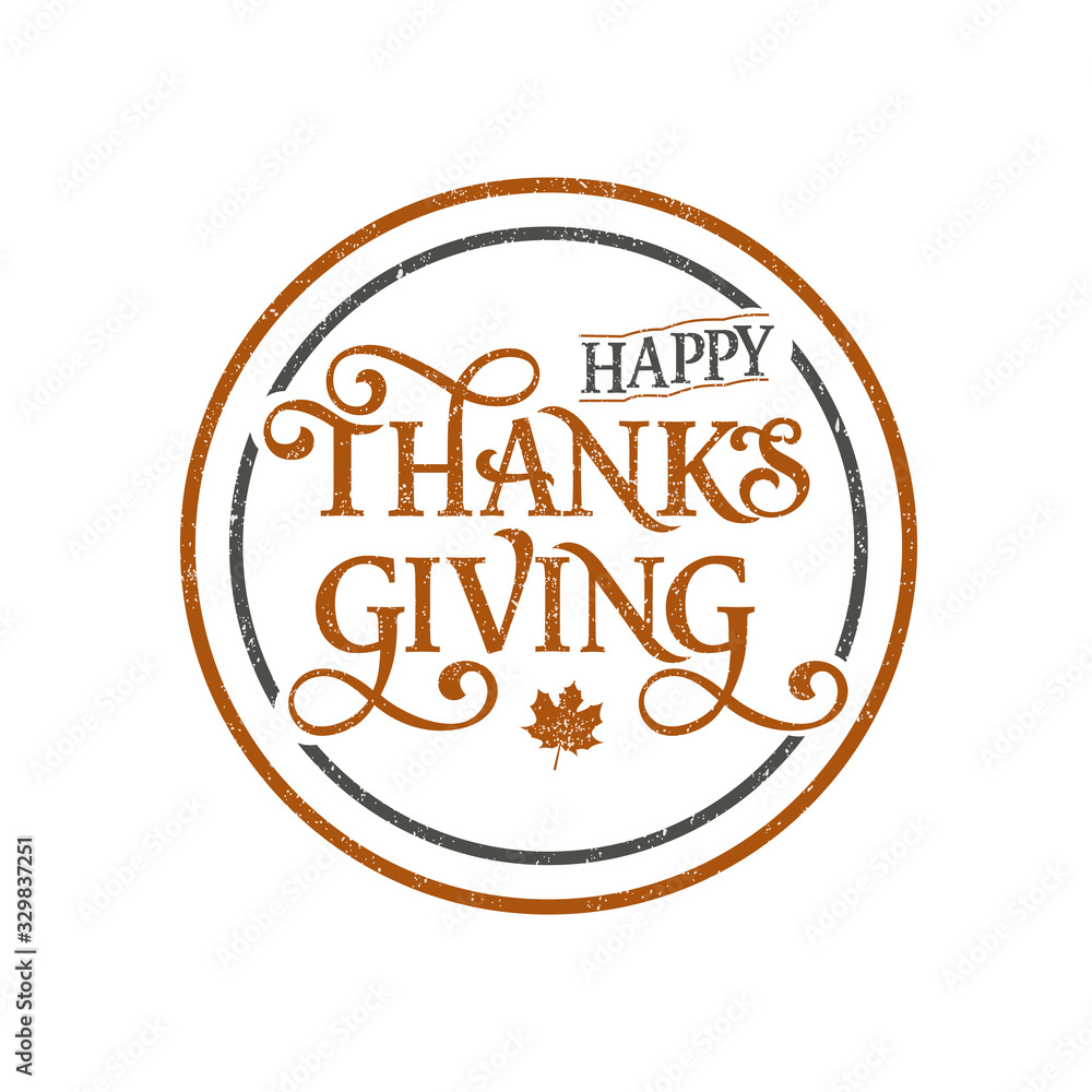 PrintVector illustration. Happy Thanksgiving Day typography vector design for greeting cards and poster on a textural background design template celebration.Happy Thanksgiving inscription, lettering.