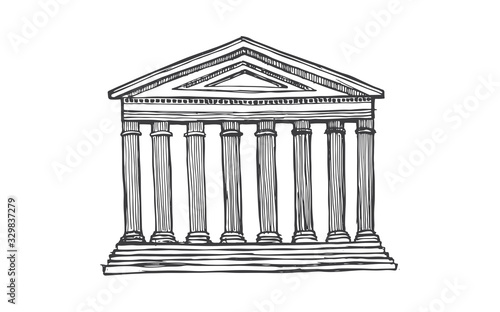 Сourthouse of law, vector hand drawn illustration