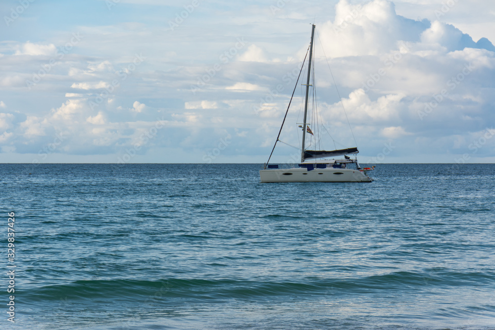 Naklejka premium Anchored yacht