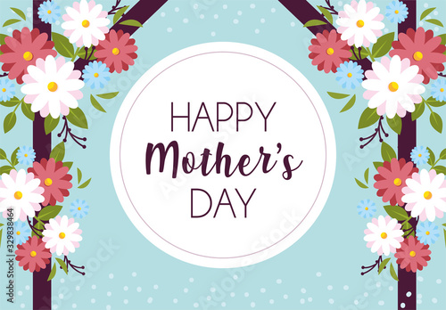 label happy mothers day and flower frame