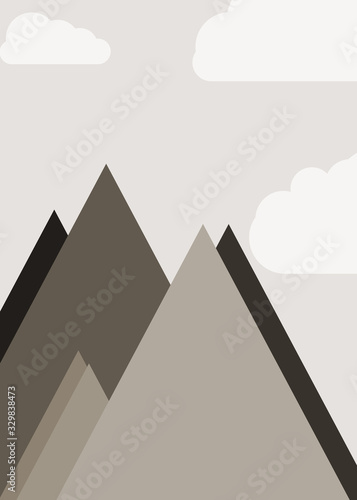 Abstract Random Placed Mountains Panorame Generative Art background illustration