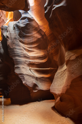 Water and sand have formed caves inside the antelope canyon