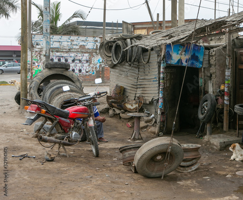 Panamerican Highway Peru. Service station. Third world photo