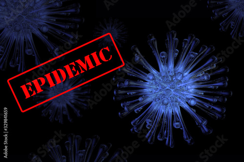 Coronavirus 2019-nCov novel coronavirus concept.  Influenza as dangerous flu strain cases as a pandemic. Microscope virus close up. 3d rendering