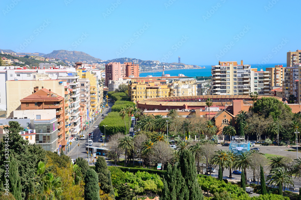 Malaga, Spain - March 4, 2020: Views of part of the city of Malaga. Malaga, Spain - March 4, 2020: Views of part of the city of Malaga.