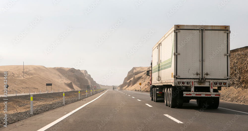 Pan american highway Peru. Trucking. Highway