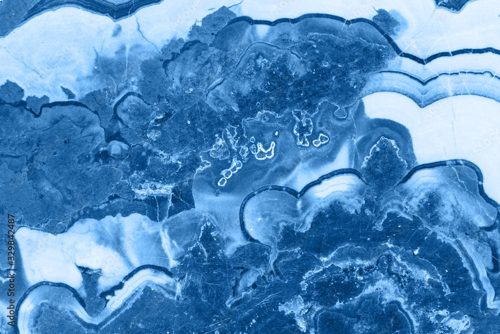Fototapeta Cross section of abstract fantasy mineral, color of the year 2020 pantone classic blue 19-4052
