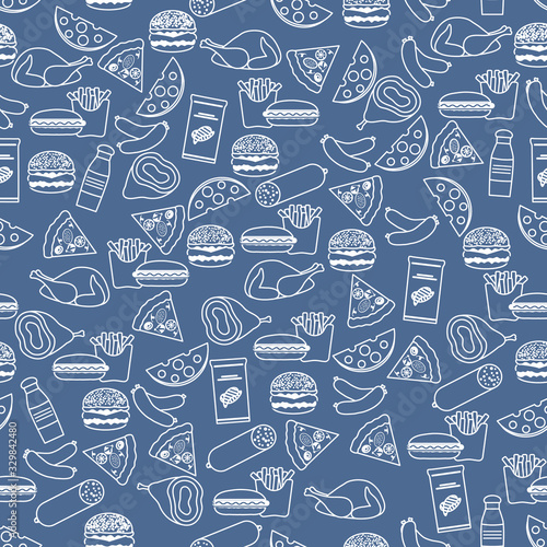 Seamless Pattern Fast Food Snack Picnic Unhealthy