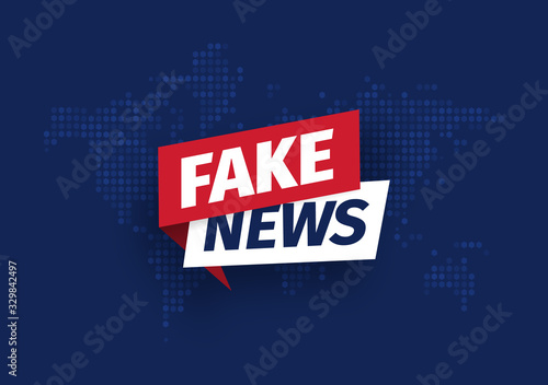 Fake news Isolated vector icon. Sign of main news on dark world map background 