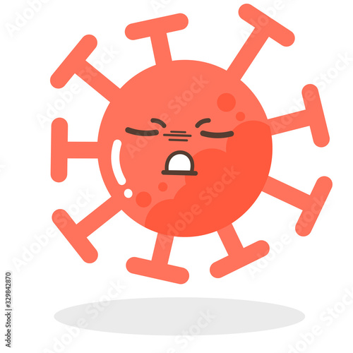 Vector set of cartoon red emoticons face covid-19, emoji bored face of corona virus, Corona Virus cartoon characters, sigh face - dust floating isolated on white background 