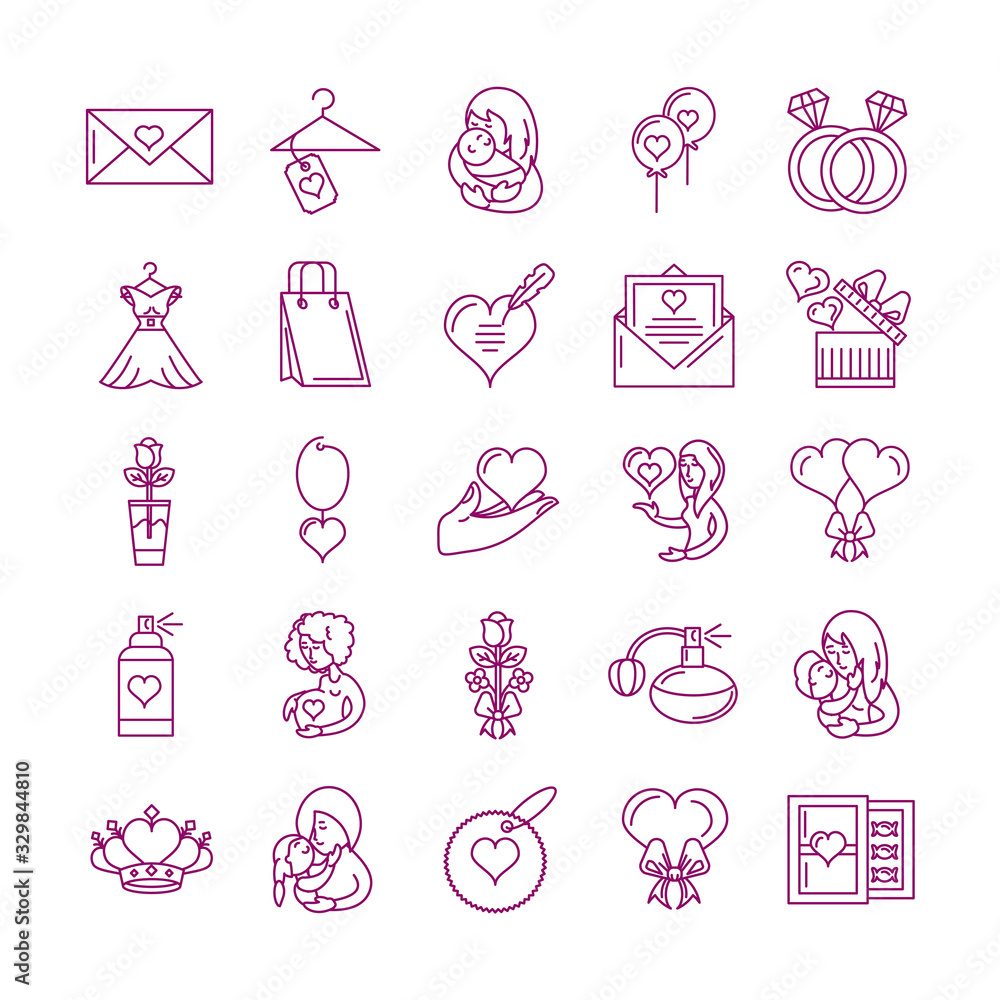 set of icons mother day, line style icon set of icons mother day, line style icon