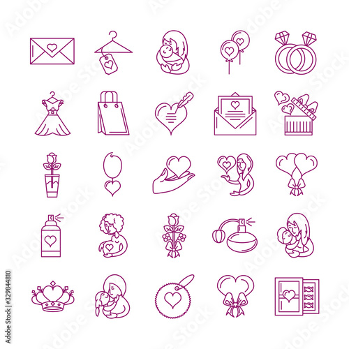 set of icons mother day, line style icon