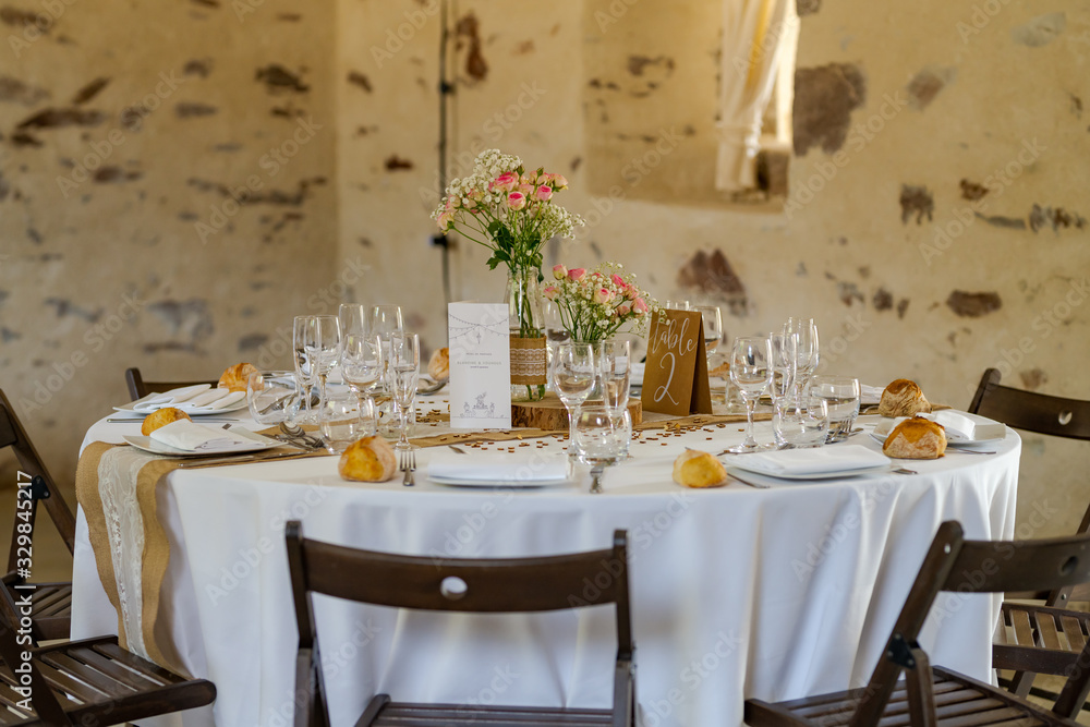 Restaurant table set for a banquet or for a wedding Restaurant table set for a banquet or for a wedding
